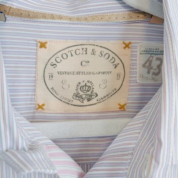 Scotch and Soda Men's Lavender White Striped Long Sleeve Shirt Sz XXL Office - Picture 5 of 14